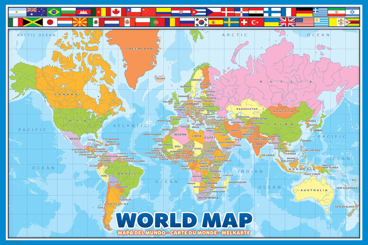 Modern Map of the World - Athena Posters