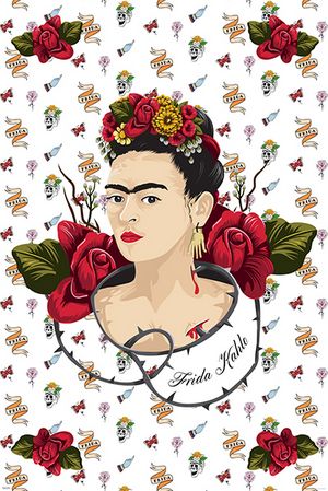 Frida Kahlo, Red & White - Athena Posters