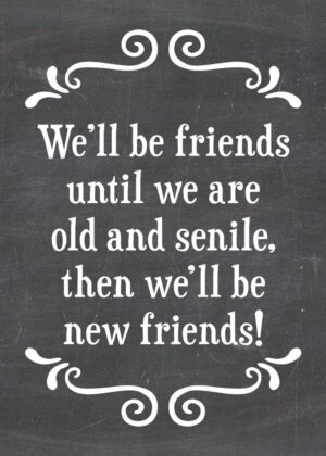 We'll be friends until we are old and senile, then we'll be new friends!-MAGNET