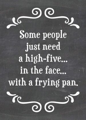 Some people just need a high-five... in the face... with a frying pan. -MAGNET