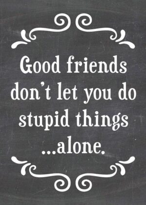 Good friends don't let you do stupid things... Alone.-MAGNET